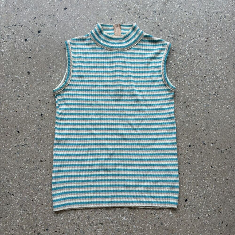 Vintage 70s Herald House Blue Striped Knit Top